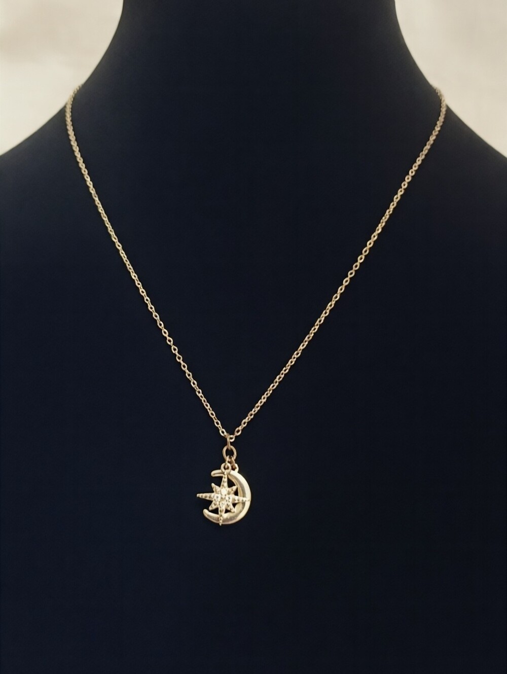 Time & Tru Gold Toned Moon and Star Necklace